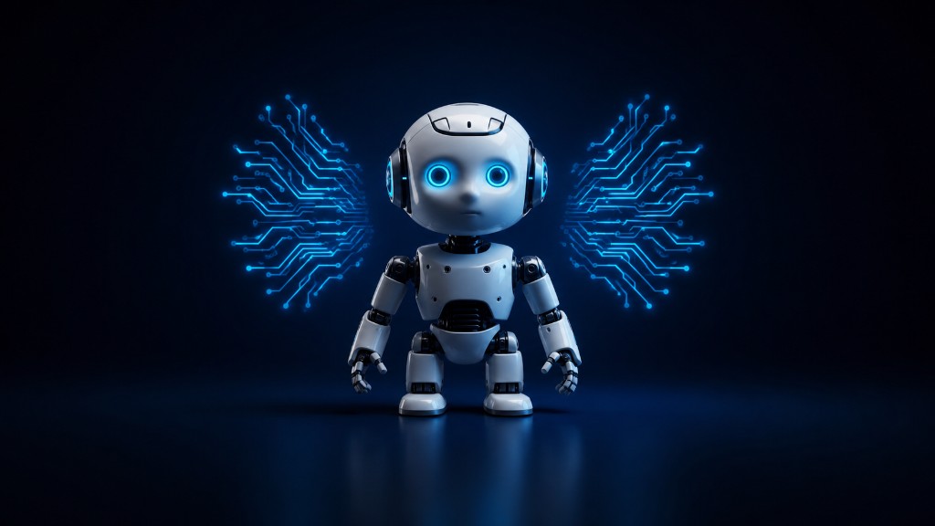AIBotics Academy robot mascot with glowing circuit wings